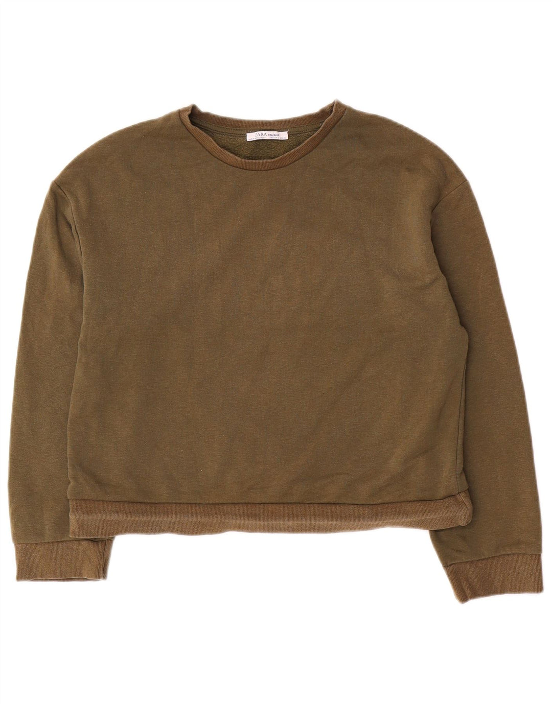 Zara moletom feminino oversized jumper UK 10 pequeno algodão cáqui