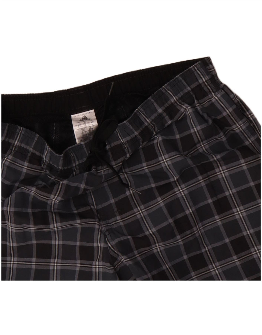 Shorts de natação masculino Adidas grande poliéster xadrez preto