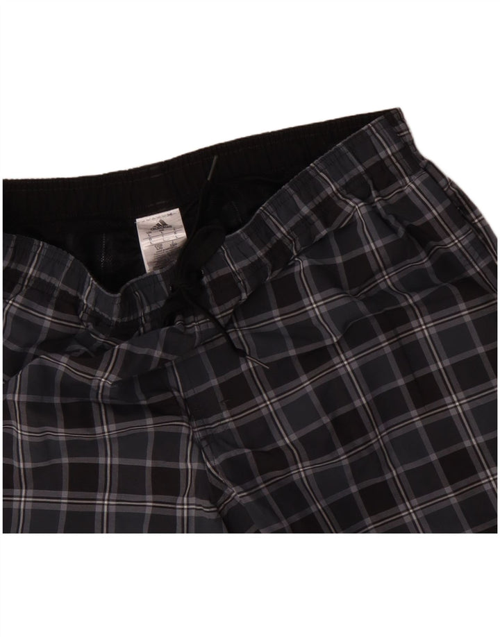 Shorts de natação masculino Adidas grande poliéster xadrez preto