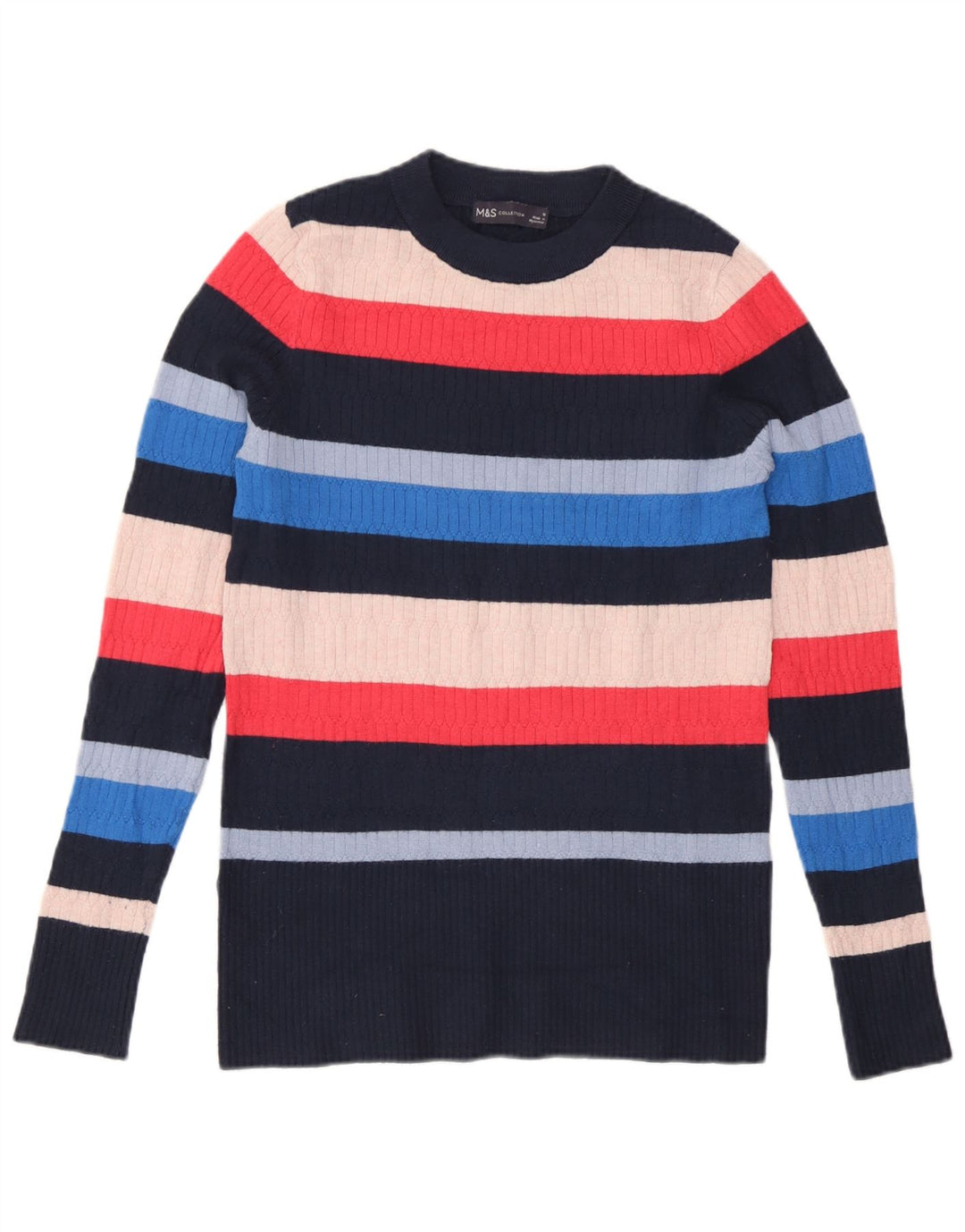 Suéter feminino Marks & Spencer com gola redonda Reino Unido 10 pequeno multicolorido