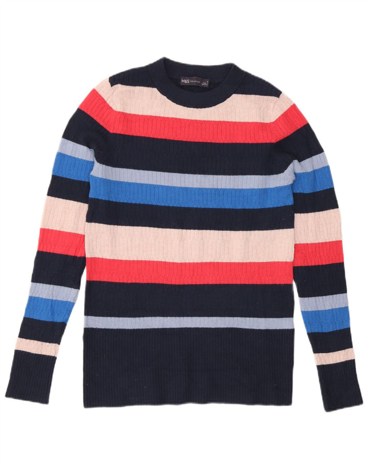 Suéter feminino Marks & Spencer com gola redonda Reino Unido 10 pequeno multicolorido