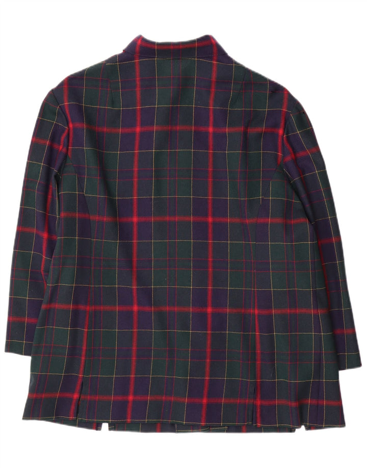 Jaqueta blazer feminina MARKWALD manga 3/4 com 7 botões Reino Unido 18 XL azul marinho xadrez