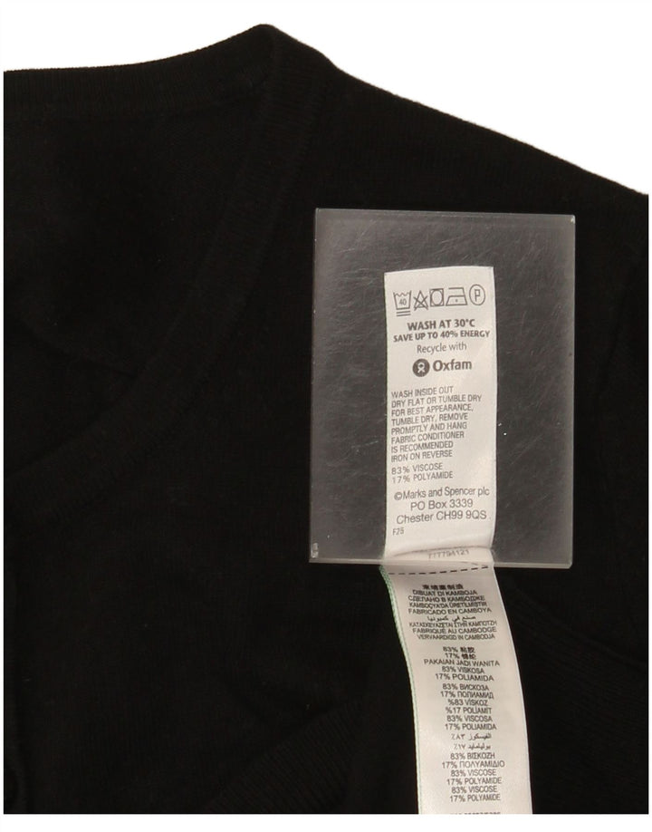 Suéter cardigã feminino Marks & Spencer Reino Unido 16 grande viscose preta