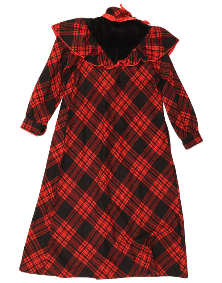 Vestido camisa maxi feminino vintage Reino Unido 14 grande lã xadrez vermelha