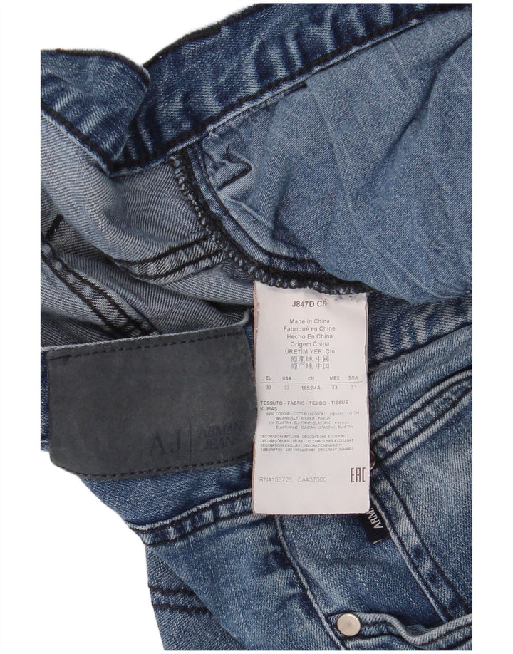 Calça jeans reta masculina Armani W33 L34 algodão azul