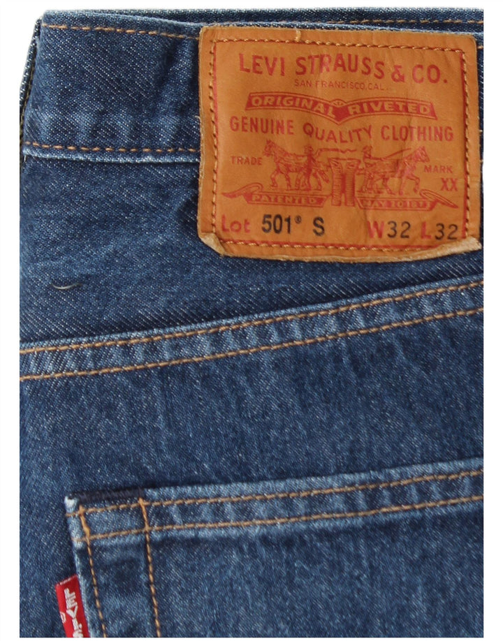 LEVI'S Masculino 501 Straight Jeans W32 L29 Azul Algodão
