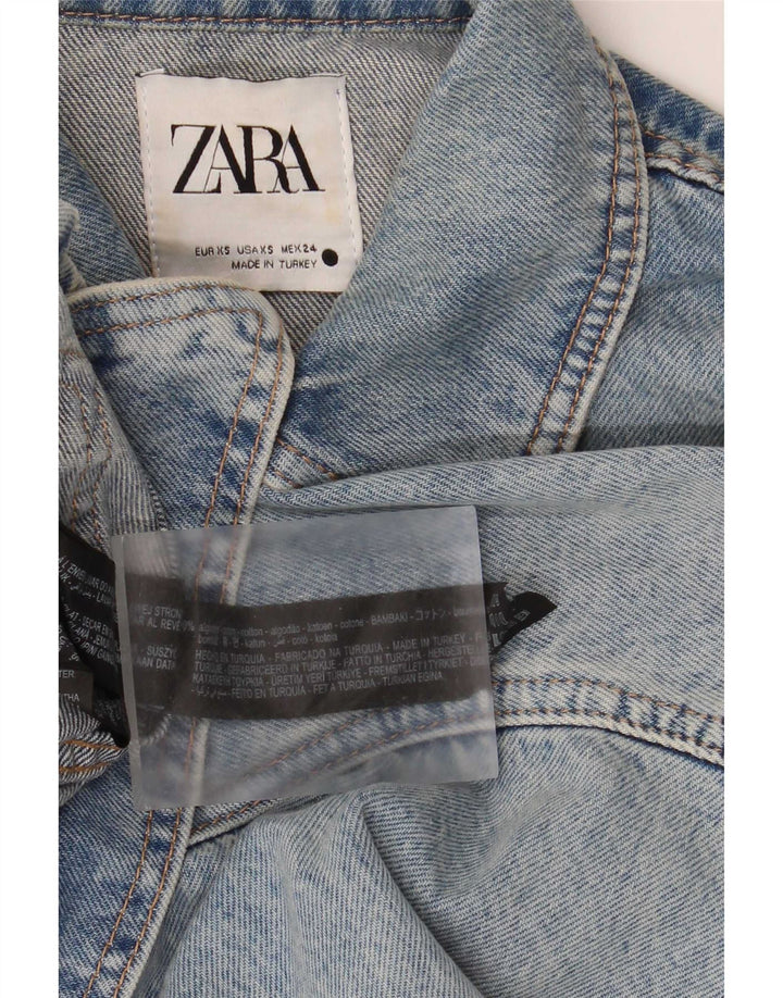 Jaqueta jeans oversized feminina Zara Reino Unido 6 XS azul algodão