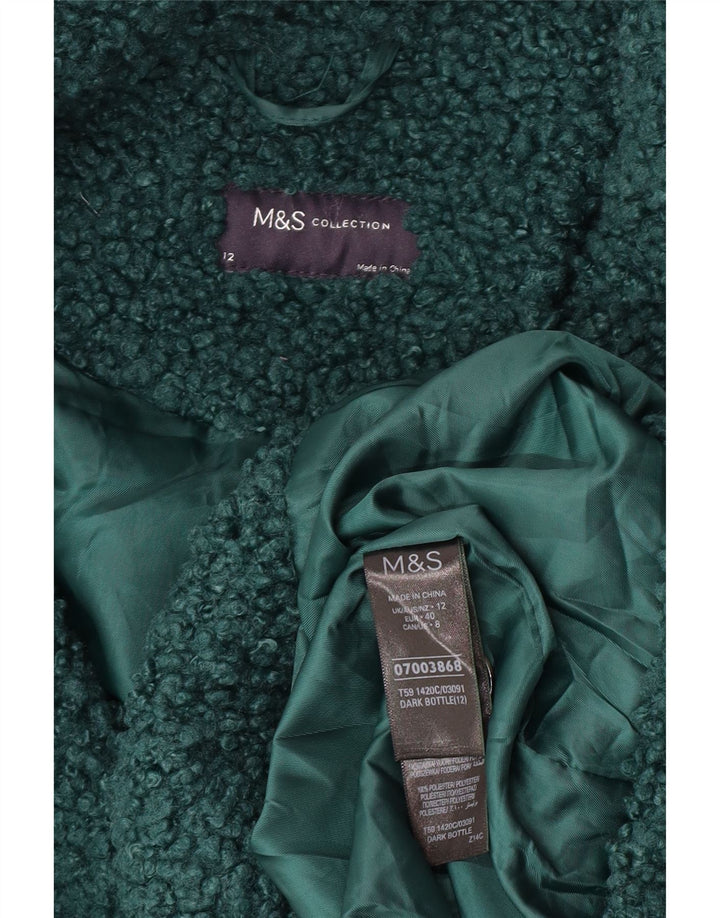Sobretudo de lã feminino Marks & Spencer Reino Unido 12 poliéster verde médio
