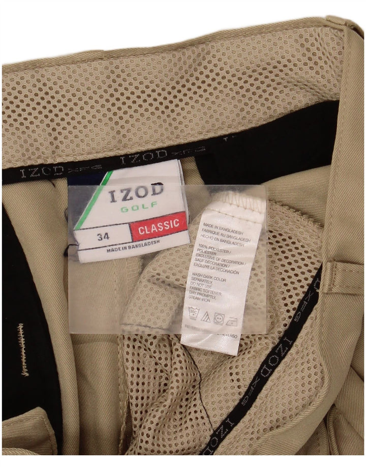 Izod Mens Classic Fit Cargo Shorts W34 Grande Poliéster Cáqui