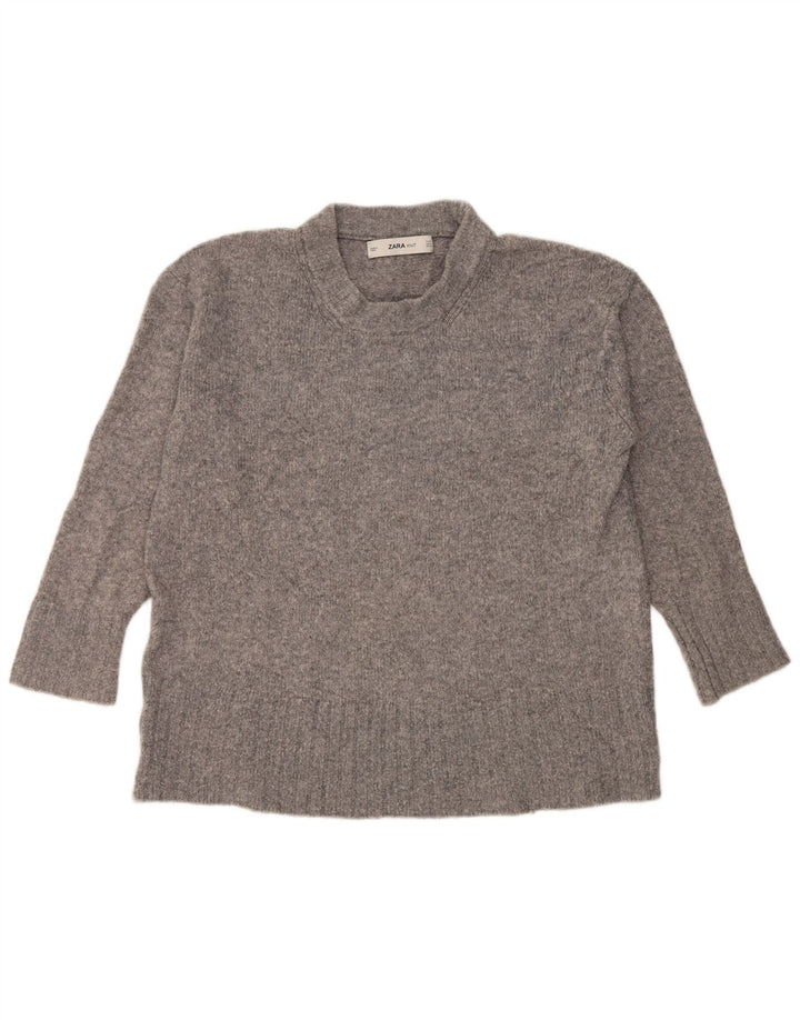 Zara Suéter feminino oversized com gola de tartaruga Reino Unido 10 pequeno cinza manchado