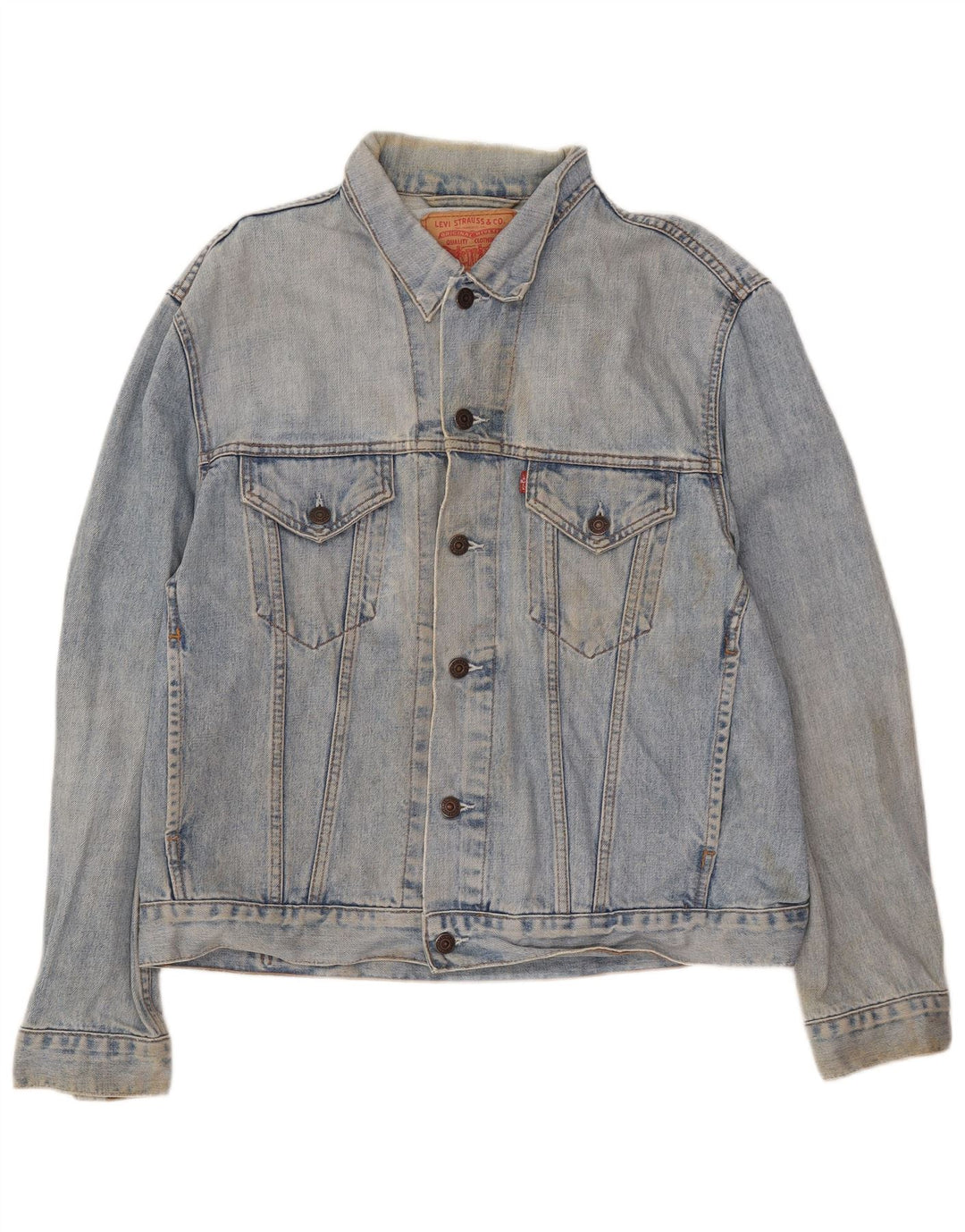 Jaqueta jeans masculina Levi's UK 40 grande algodão azul