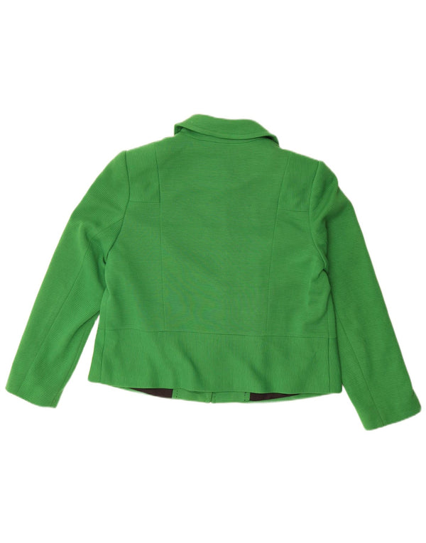 Jaqueta blazer feminina Marks & Spencer com 4 botões Reino Unido 16 grande poliéster verde