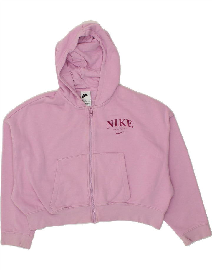 NIKE Girls Oversized Crop Zip Hoodie Sweater 10-11 Years Medium Purple Vintage Nike and Second-Hand Nike from Messina Hembry 