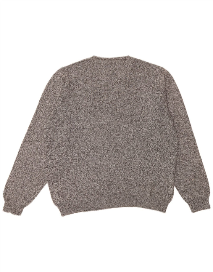 Suéter masculino MARKS & SPENCER com gola redonda, cinza médio manchado