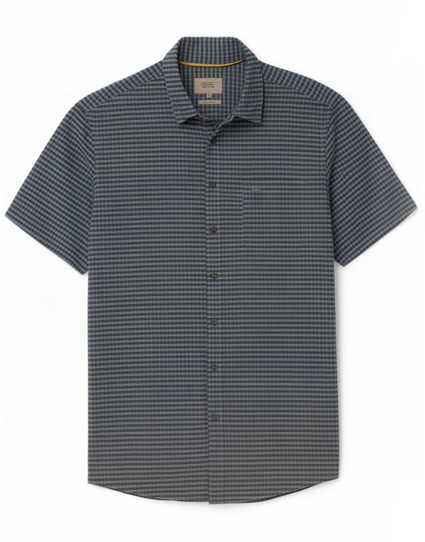 Camisa masculina Camel Active de manga curta regular fit médio azul marinho guingão