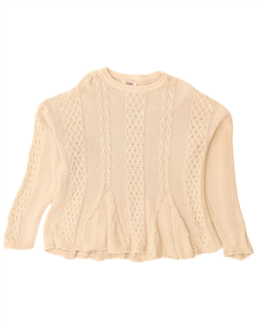 Suéter feminino Sisley Relaxed Elegance com gola redonda Reino Unido 14 médio bege