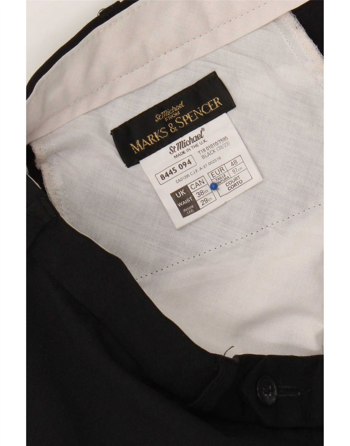 Calça chino reta masculina Marks & Spencer W38 L29 poliéster preto