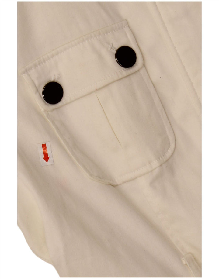 Jaqueta utilitária feminina ZARA UK 12 algodão branco médio