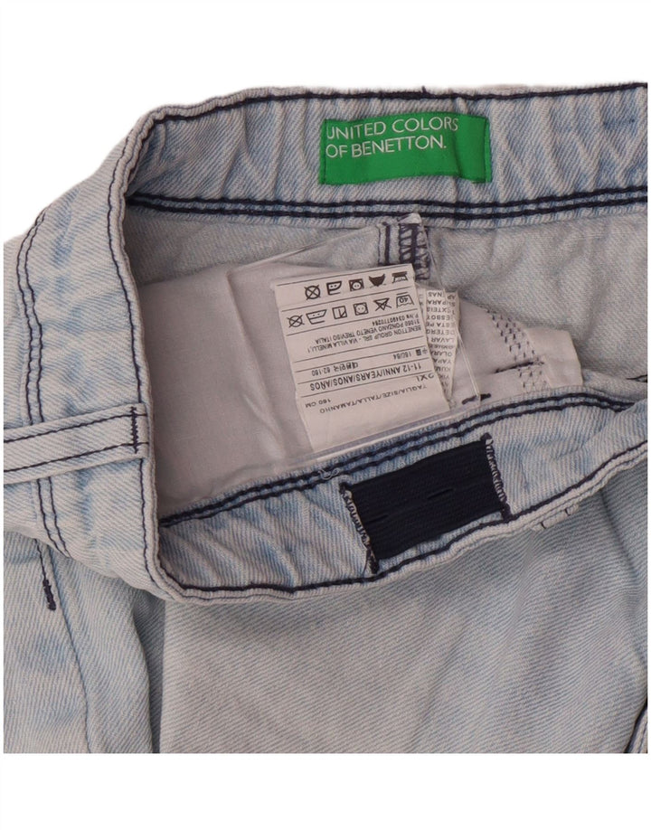 Shorts jeans para meninas BENETTON 11-12 anos 2XL W26 algodão azul