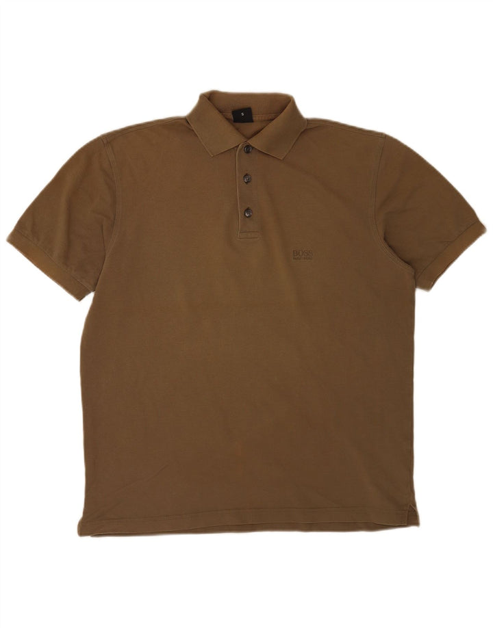 Camisa polo masculina Hugo Boss pequena algodão cáqui