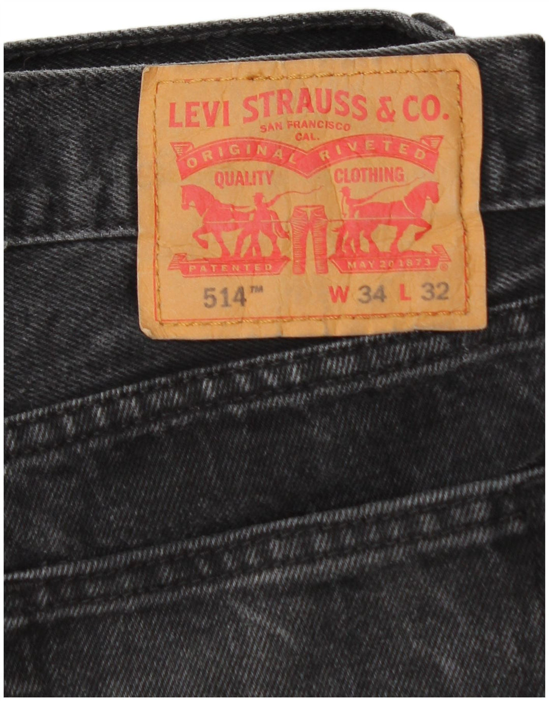 Levi's Masculino 514 Straight Jeans W34 L30 Algodão Preto