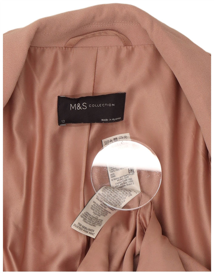 Jaqueta Blazer aberta feminina Marks & Spencer Reino Unido 12 poliéster rosa médio