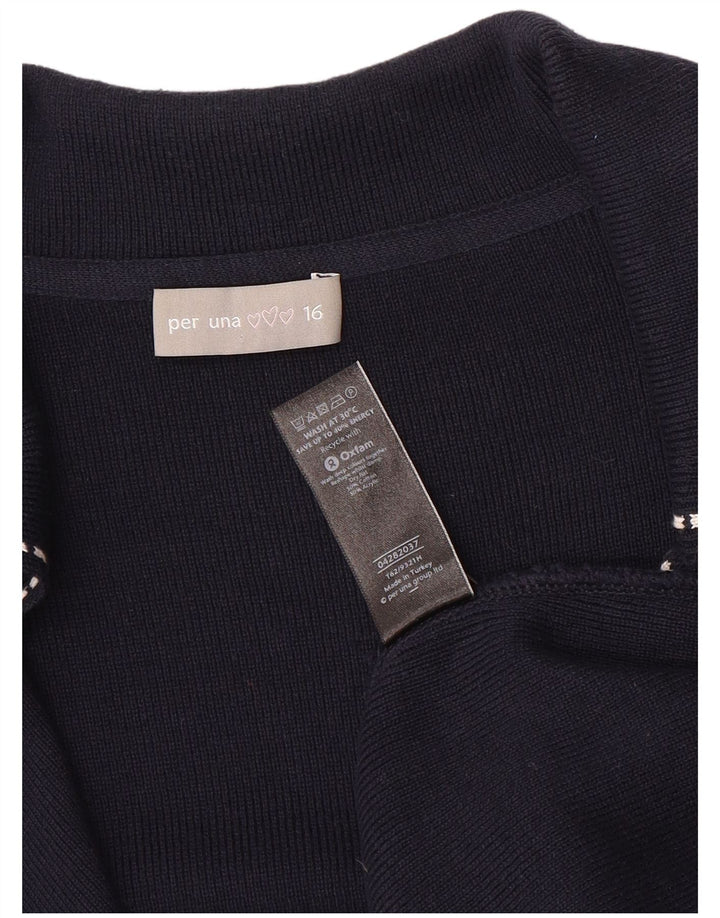 Suéter feminino Marks & Spencer Per Una Cardigan Reino Unido 16 grande azul marinho