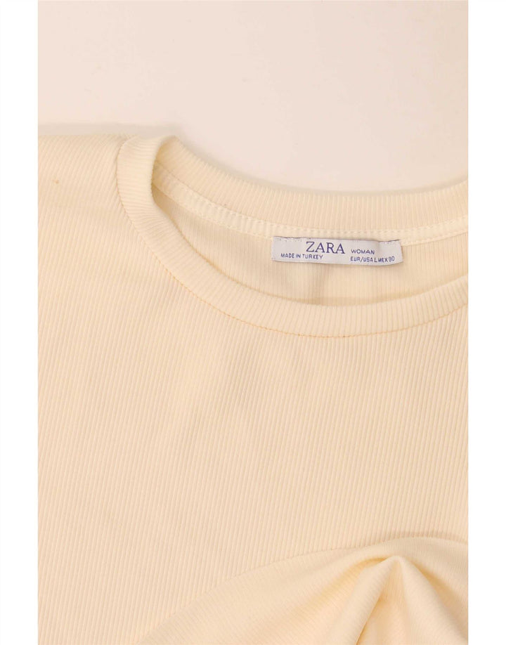Top feminino Zara manga comprida UK 14 grande bege