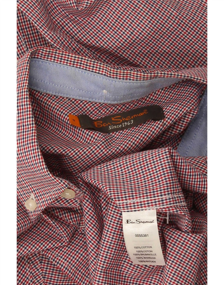 Camisa masculina Ben Sherman pequena vermelha de algodão guingão