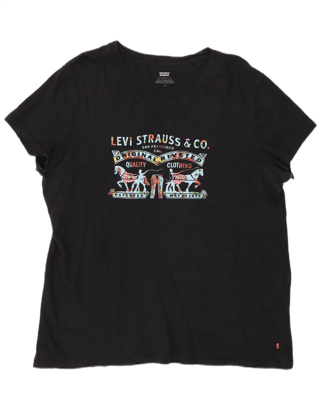 Camiseta feminina gráfica Levi's UK 16 grande preta