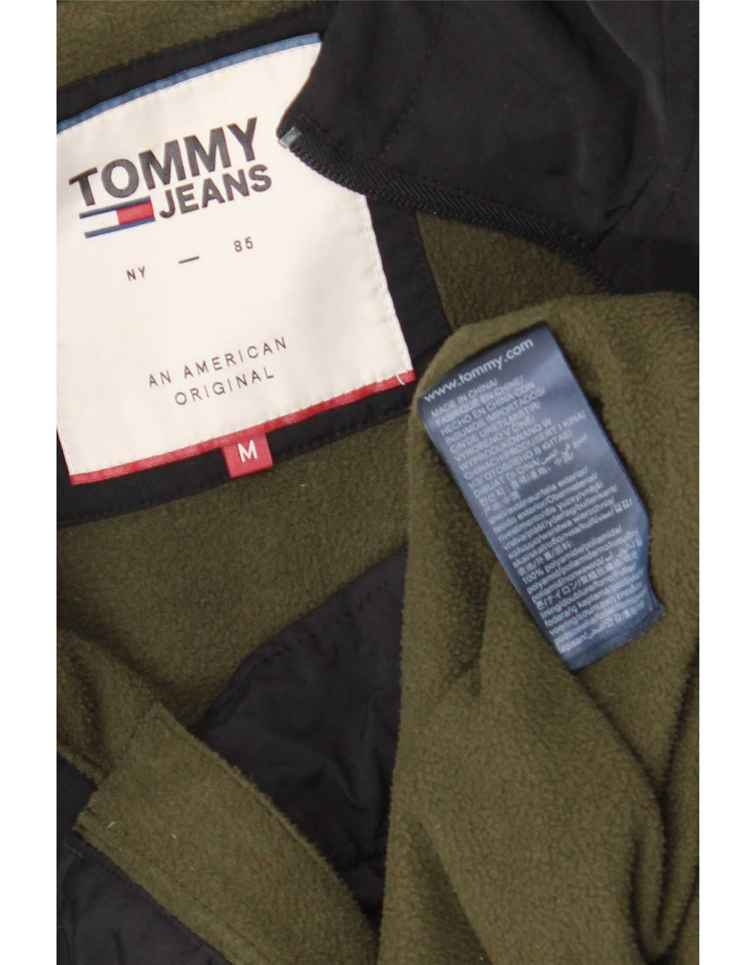 Jaqueta bomber masculina com capuz Tommy Hilfiger UK 38 poliamida preta média