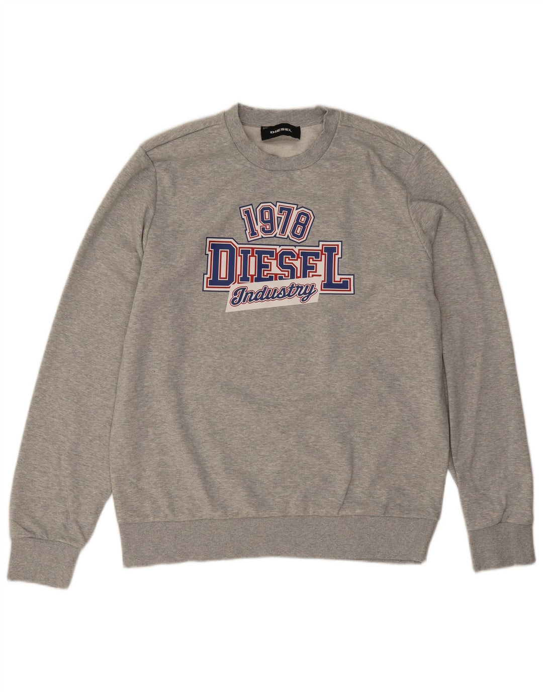 Diesel masculino moletom gráfico jumper grande algodão manchado cinza