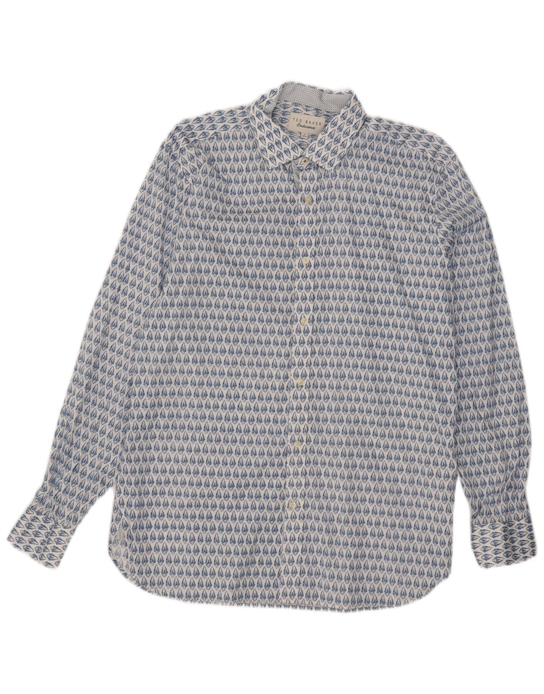 Camisa masculina Ted Baker tamanho 16 grande algodão floral azul