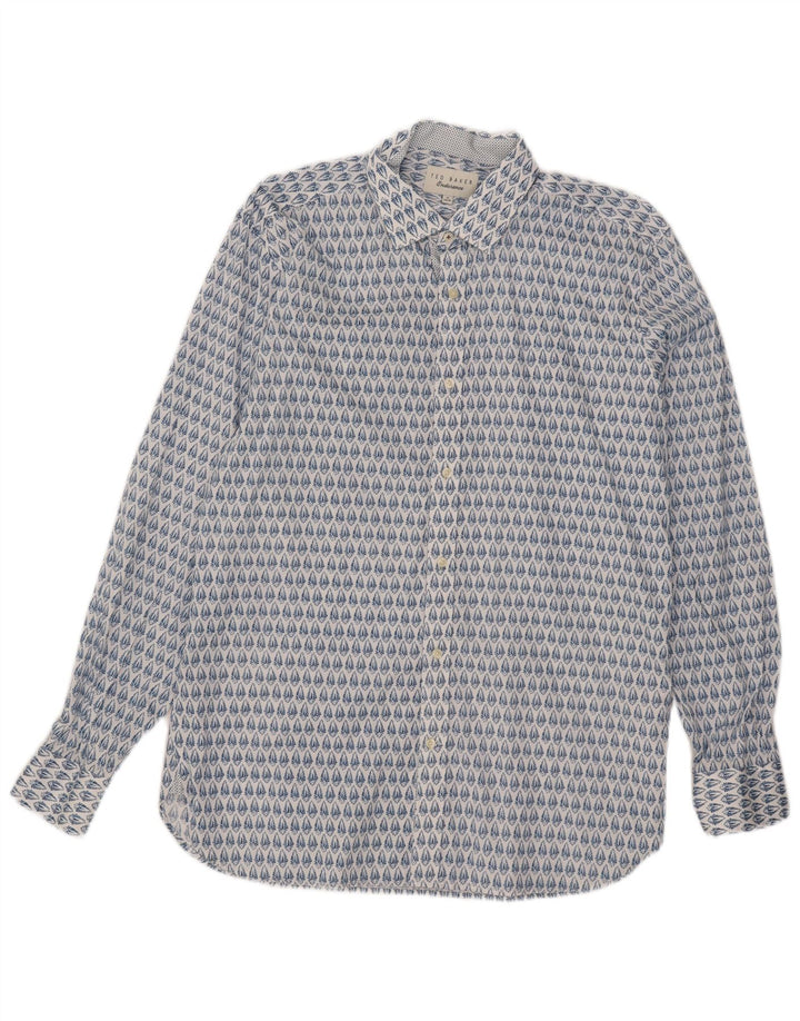 Camisa masculina Ted Baker tamanho 16 grande algodão floral azul