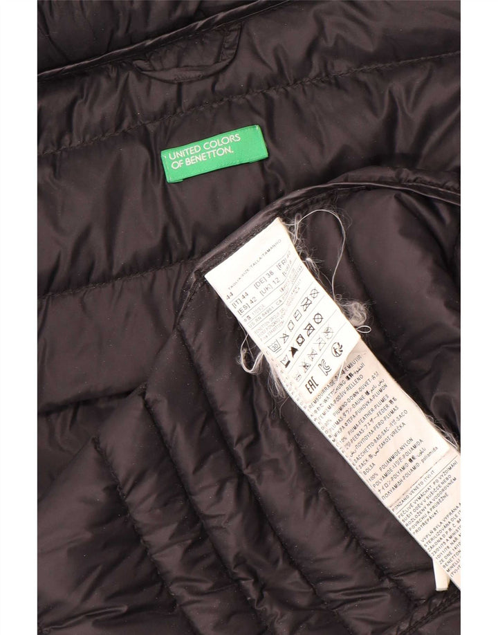 Jaqueta acolchoada feminina Benetton Reino Unido 12 Nylon preto médio