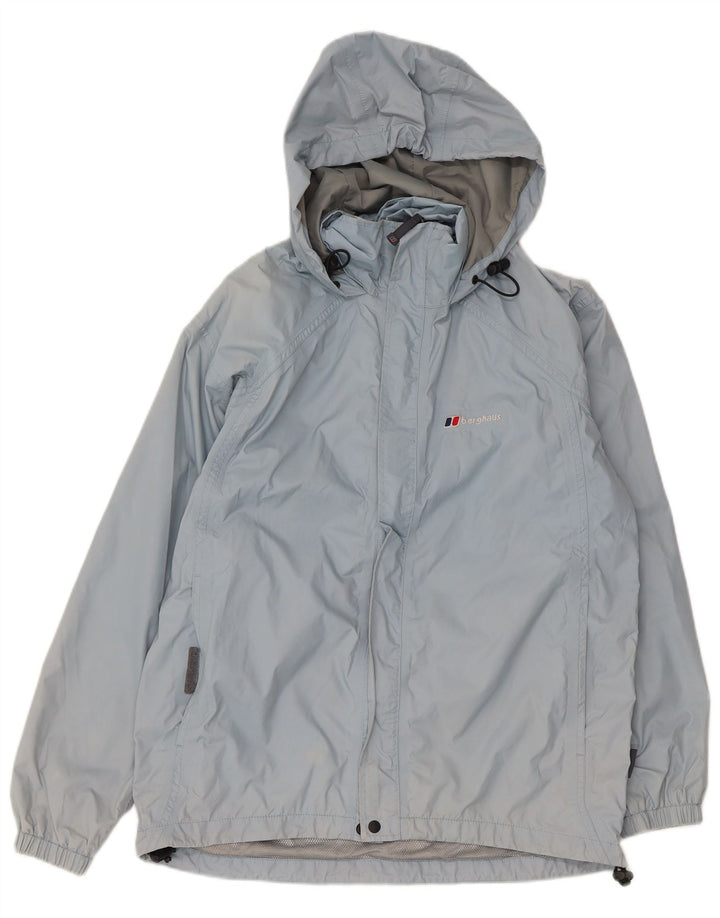Jaqueta de chuva feminina grande com capuz Berghaus Reino Unido 10 pequena azul nylon