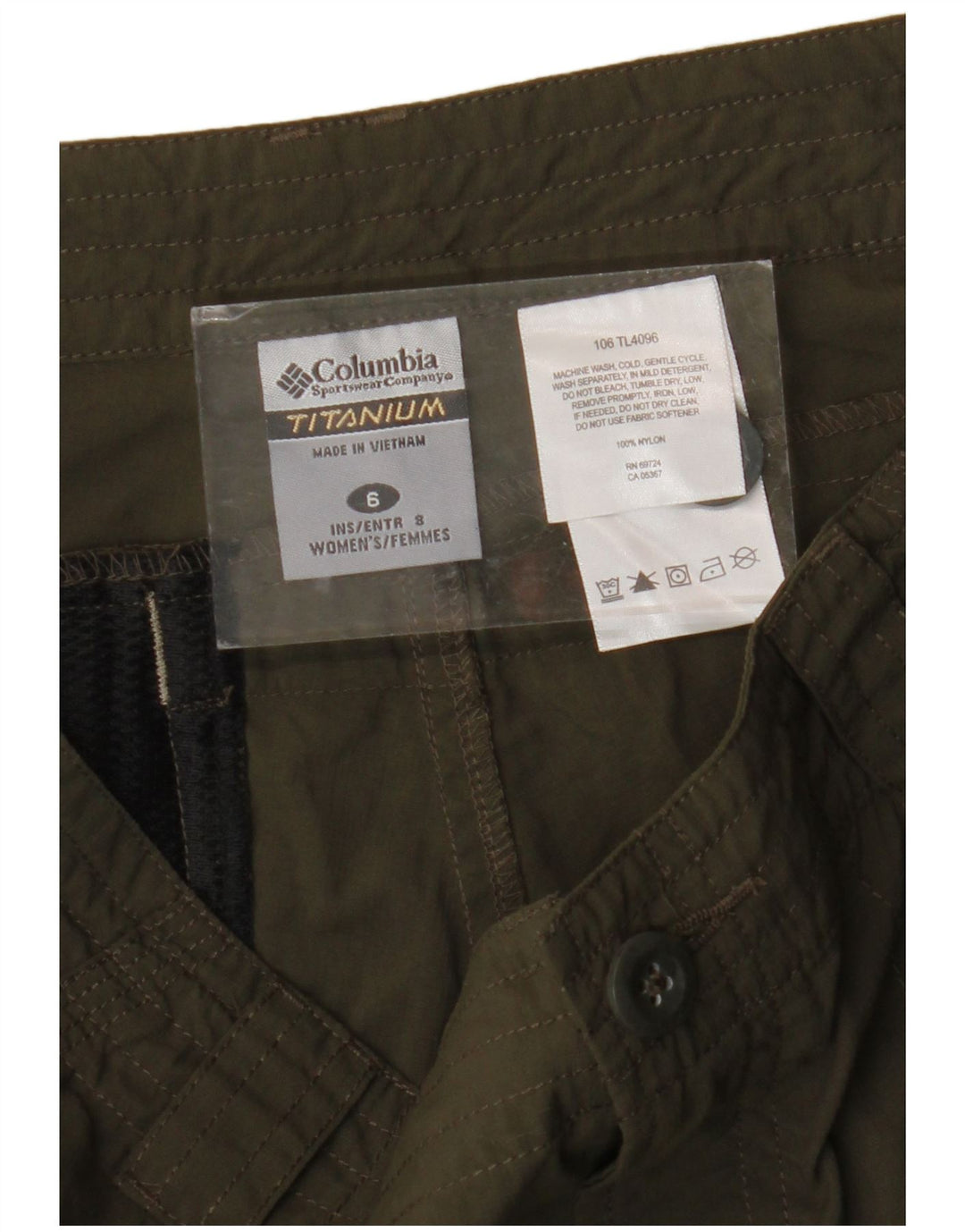 Shorts cargo feminino Columbia US 6 médio W30 cáqui nylon