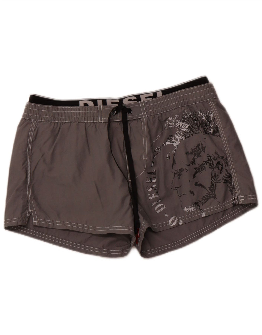Shorts de natação masculino DIESEL gráfico grande algodão cinza