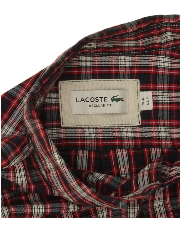 Camisa masculina de flanela Lacoste Regular Fit tamanho 40 algodão xadrez vermelho médio
