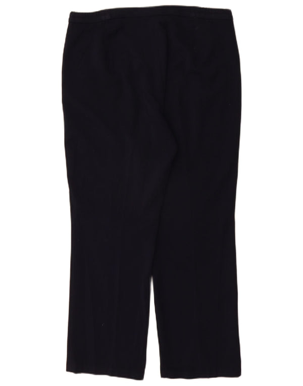 Calça feminina reta casual Marks & Spencer W32 L28 poliéster azul marinho