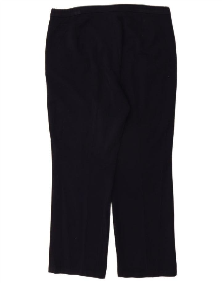 Calça feminina reta casual Marks & Spencer W32 L28 poliéster azul marinho