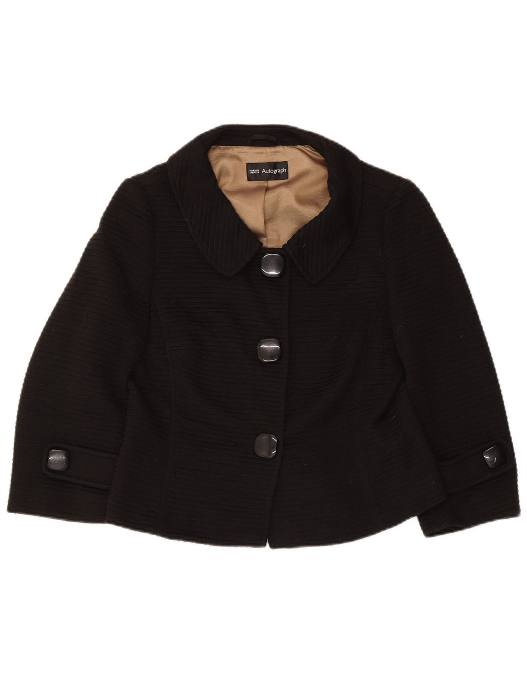 Jaqueta blazer feminina de manga 3/4 da Marks & Spencer Reino Unido 12 médio preto