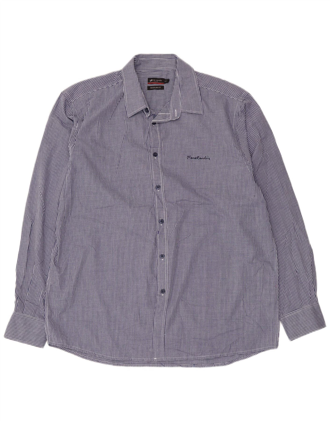 PIERRE CARDIN Camisa masculina de ajuste regular 2XL poliéster azul guingão