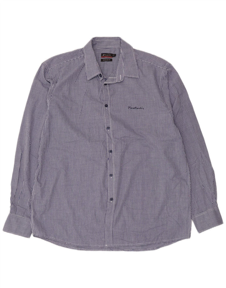 PIERRE CARDIN Camisa masculina de ajuste regular 2XL poliéster azul guingão