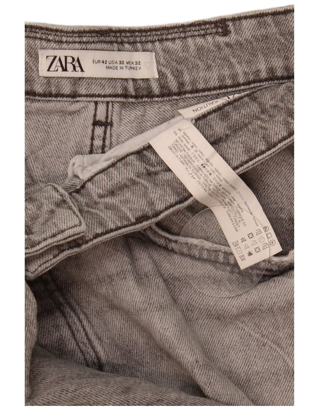 Zara Mens Distressed Slim Jeans EU 42 Grande W32 L31 Algodão Cinza