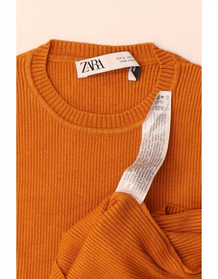 Zara Womens Crop Vest Top UK 8 Pequeno Laranja Viscose
