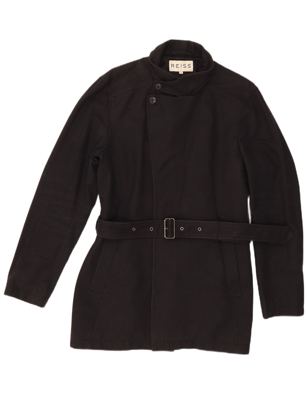 Sobretudo feminino Reiss UK 16 grande algodão preto