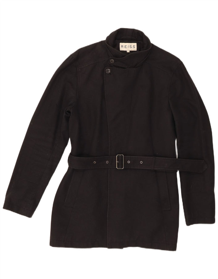Sobretudo feminino Reiss UK 16 grande algodão preto