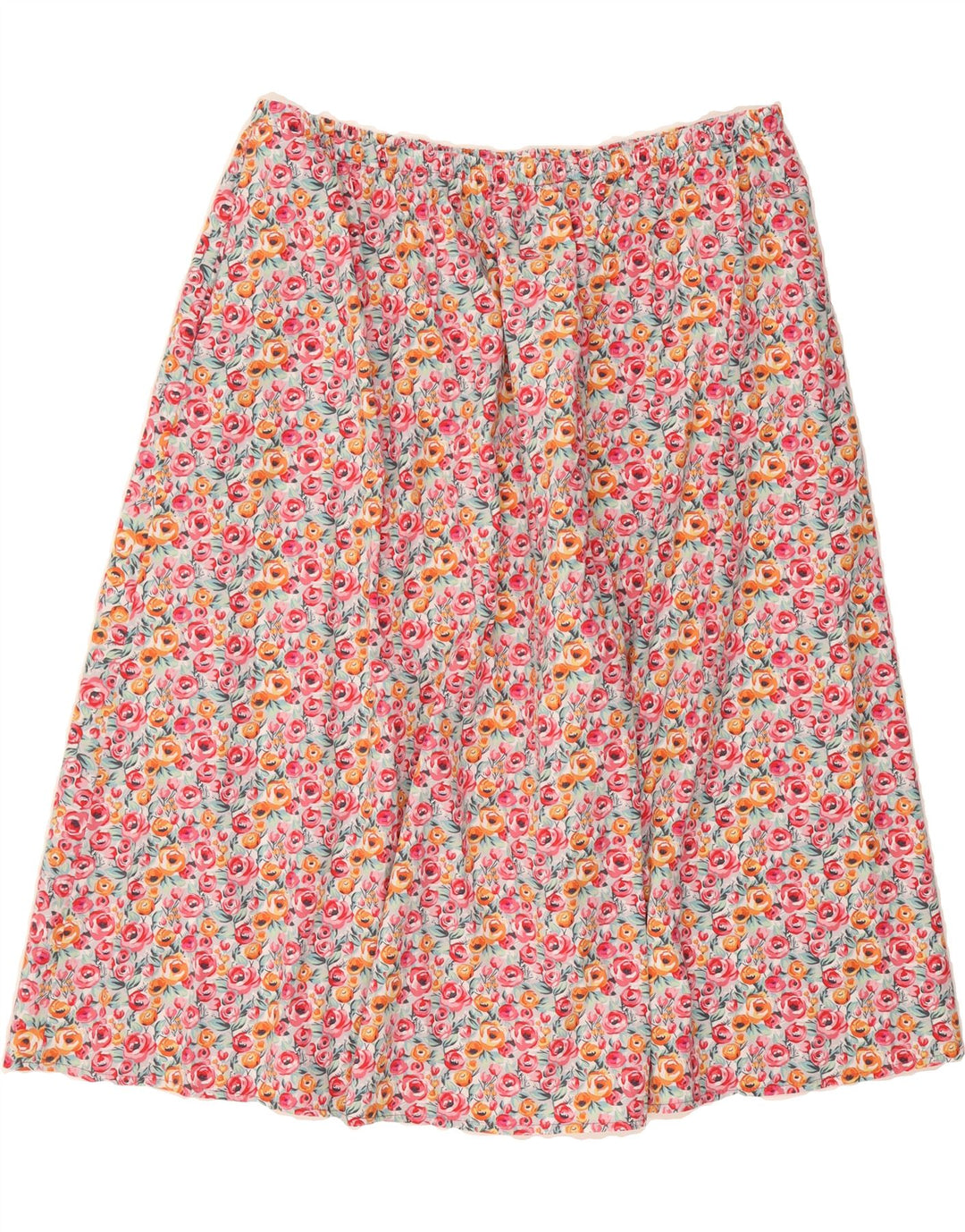 VINTAGE Womens A-Line Skirt W40 2XL Pink Floral Cotton Vintage Vintage and Second-Hand Vintage from Messina Hembry 