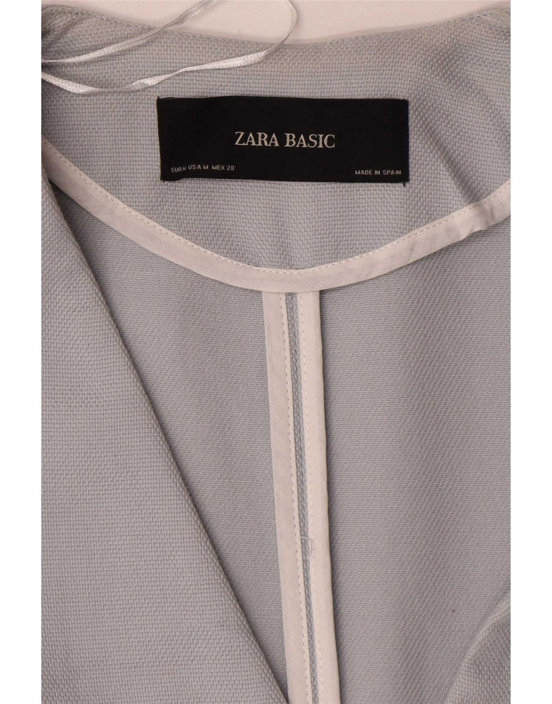 Jaqueta blazer feminina Zara Longline 1 botão Reino Unido 14 algodão azul médio